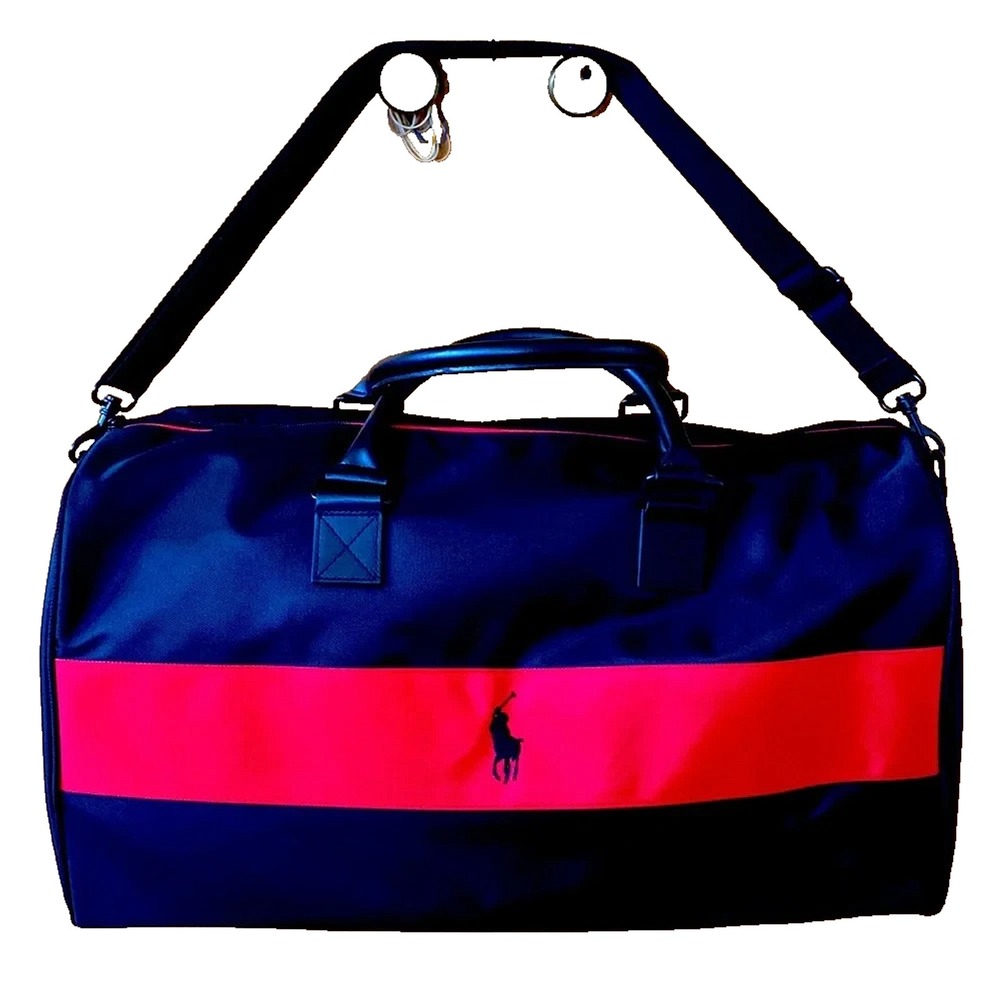 Polo Ralph Lauren Duffle Bag Weekender Travel Black Red NEW